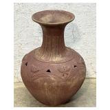 Large Red-wear Decorative Vase w/ butterflies