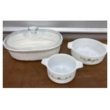 Corningware & 2 Dynaware Pyr-o-Rey casserole