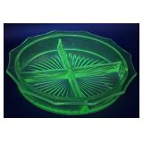 Uranium glass divided dish