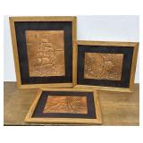 Copper wall art - ship, fish and dog