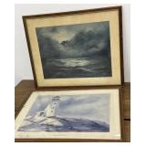 2 Fraser Prints - Lighthouse and ocean