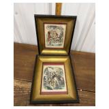 Hand colored engravings *wear on edges of frames