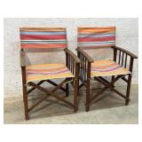 2 Teakwood Folding Directors Arm Chairs