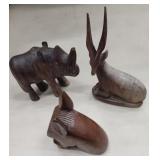 3 Hand Carved Animal Figures