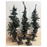 3 Plastic Potted Fake Trees w/ extra pots - bldg
