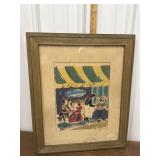 French style lithograph *dirty under frame, water