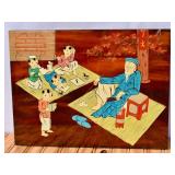 Vintage Hand Painted Japan Lacquer Panel. 1950's