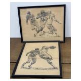 2 Robert Riger football prints 1960