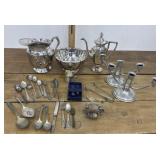Coffee server, pitcher, bowl, misc. flatware,
