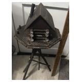 Vintage Adirondack log cabin smoking stand