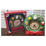 Vintage J.S.N.Y. Christmas Ceramic Wreath Clock
