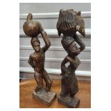 2 hand carved wooden African figures