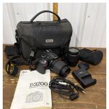 Nikon D3200 Digital camera, case, and 2 lens