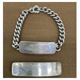 Sterling silver bracelet and hair barrette