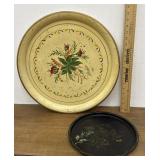 2 Toleware trays - Floral and Cape Cod