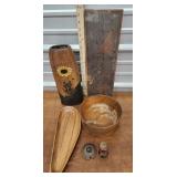 Misc wooden and ceramic items carved mask ceramic