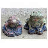 2 Concrete Frog Lawn Ornaments