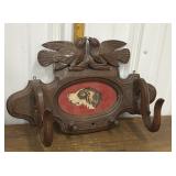 Black forest? rack w/ embroidered dog, hooks