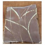 Square brown glassy glaze with abstract botanical