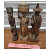 3 Wooden Hand Carved Figures