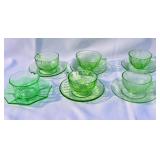 Mix & Match Uranium Glass Cups & Saucers