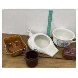 Buffalo pottery, chamber pot, planter, bail crock