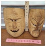 2 Hand Carved Wooden Masks