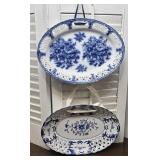 2 blue & white platter / bowls - 1 Lillian Vernon