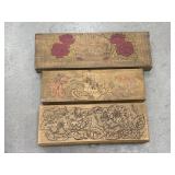 3 Flemish art Wooden glove boxes