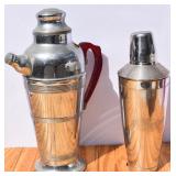 Art Deco Cocktail Shakers. One with Bakelite