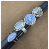 5 .925 or Sterling silver signed rings