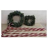 2 Christmas Wreaths & Candy Canes -as is- bldg 2