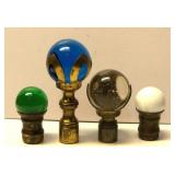 4 Antique Art Deco Glass Ball Lamp Finials No