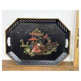 Toleware tray Asian floral design