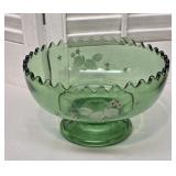 Northwood? green glass pedestal bowl with