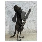 Tin Dog w/ Gun Lawn Ornament