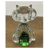 Art glass owl paperweight controlled bubbles