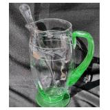 Uranium Glass Pitcher with Stir Stick. Pitcher