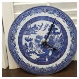 Blue Willow glass clock