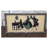 Vintage reverse painted silhouette serving tray -