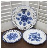 3 Pretty Blue And White Plates