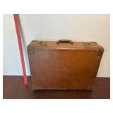 Vintage Heavy Duty Leather Suitcase w/ Divider