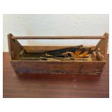 Vintage Wood Carpenters Toolbox w/ Tools