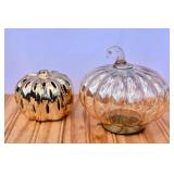 2 Glass Pumpkins