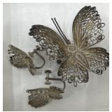 .925 Silver Brooch And Clip Earrings