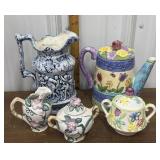 Pitcher, tea pot, sugar bowls, creamer, ceramic *