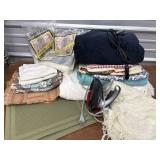 Linens - placemats, curtains, white twin