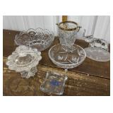 Glass bowls, elephant, ashtray, bucket *lid has a