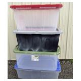 4 Storage totes w/ lids