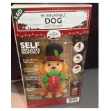 New in the box led 4ft inflatable Dog with wreath